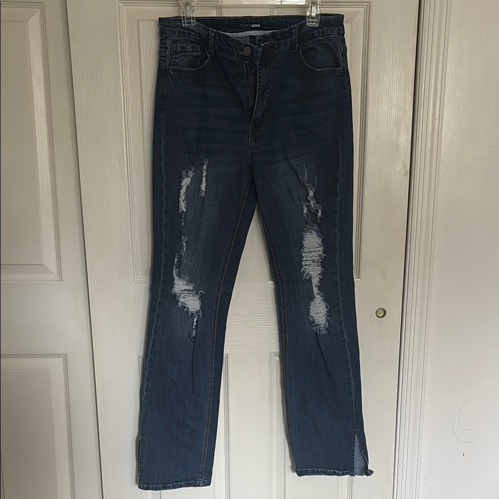 Women's Blue Distressed Jeans